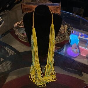 Yellow and Blue Beaded Necklace